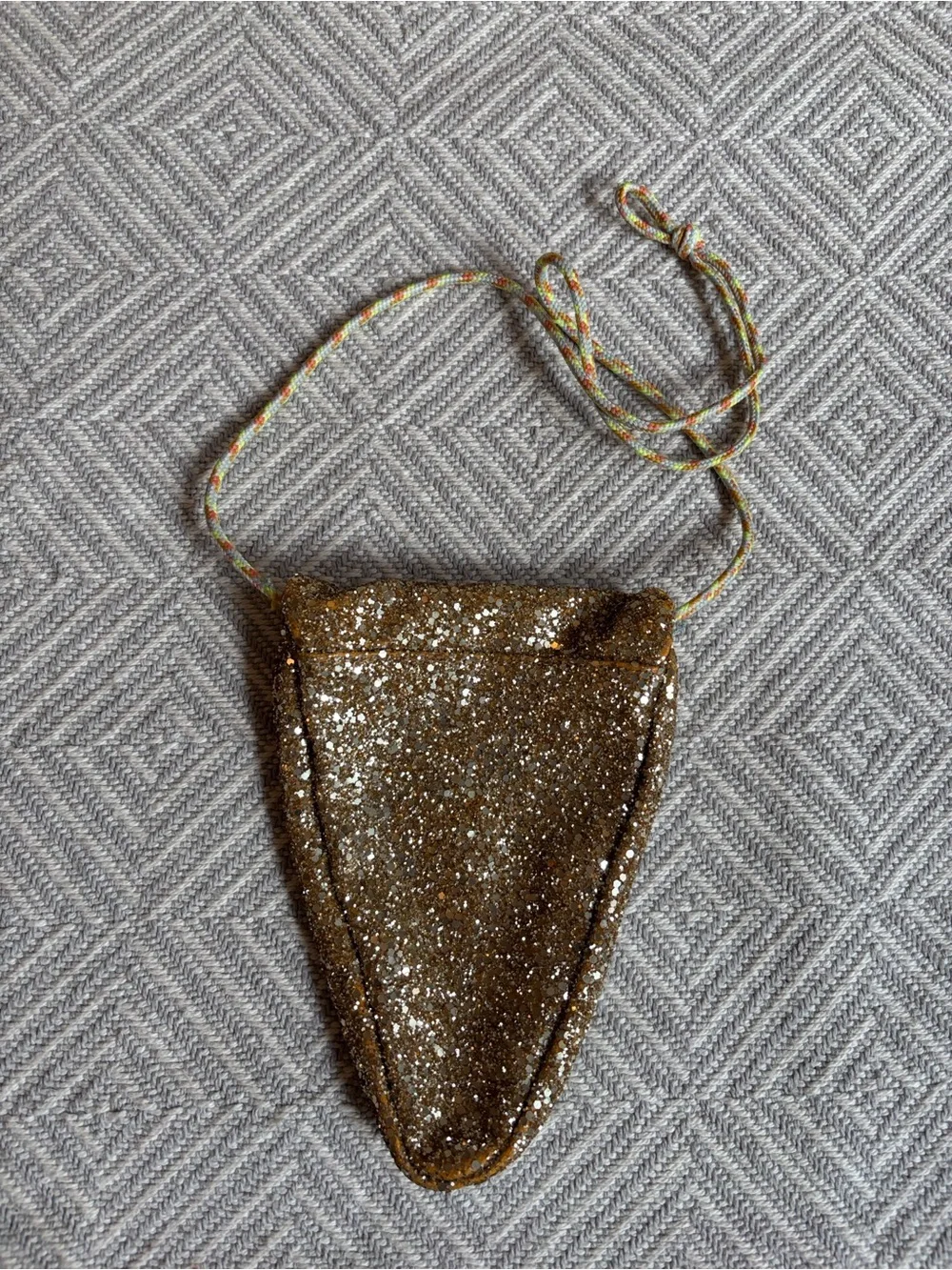 Crewcuts Gold Glitter Pizza Slice Crossbody Bag with Red Accents